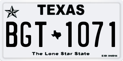 TX license plate BGT1071