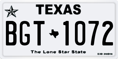 TX license plate BGT1072