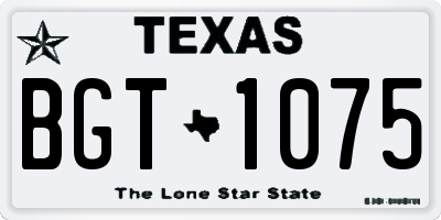 TX license plate BGT1075