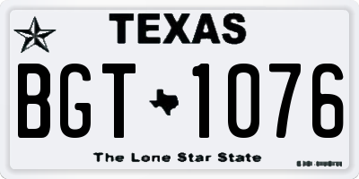 TX license plate BGT1076