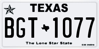 TX license plate BGT1077