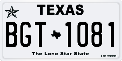 TX license plate BGT1081