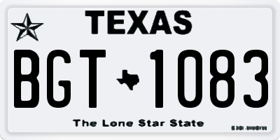 TX license plate BGT1083