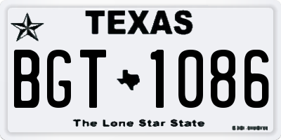 TX license plate BGT1086