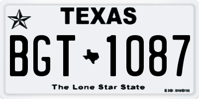 TX license plate BGT1087