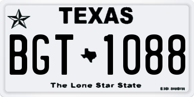 TX license plate BGT1088