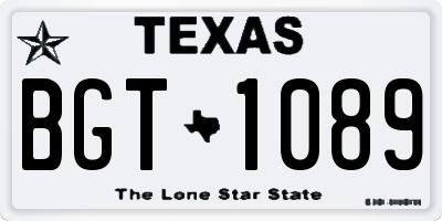 TX license plate BGT1089