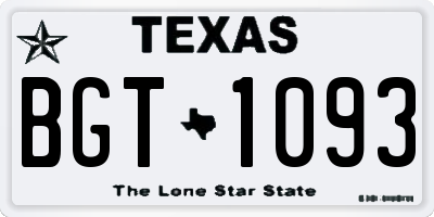 TX license plate BGT1093