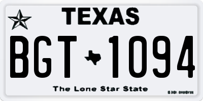 TX license plate BGT1094