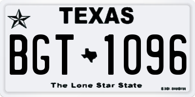 TX license plate BGT1096