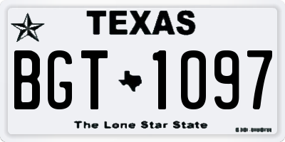 TX license plate BGT1097