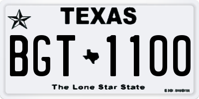 TX license plate BGT1100
