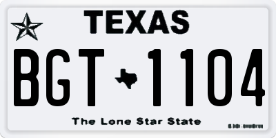 TX license plate BGT1104