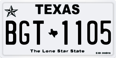 TX license plate BGT1105