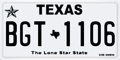 TX license plate BGT1106