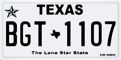 TX license plate BGT1107