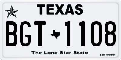 TX license plate BGT1108