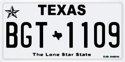 TX license plate BGT1109