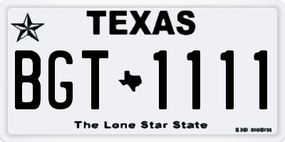 TX license plate BGT1111
