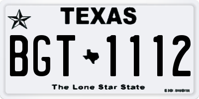 TX license plate BGT1112