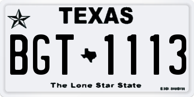 TX license plate BGT1113