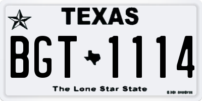 TX license plate BGT1114