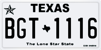 TX license plate BGT1116