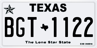 TX license plate BGT1122