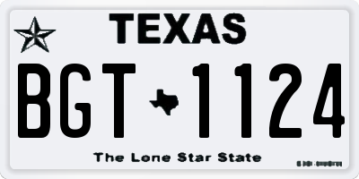 TX license plate BGT1124