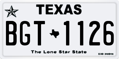 TX license plate BGT1126