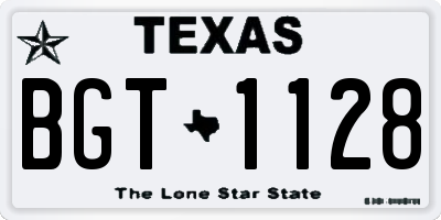 TX license plate BGT1128