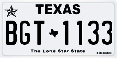 TX license plate BGT1133