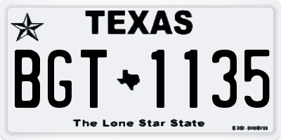 TX license plate BGT1135