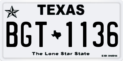 TX license plate BGT1136