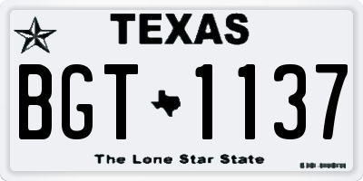 TX license plate BGT1137