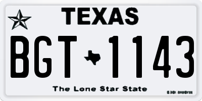 TX license plate BGT1143