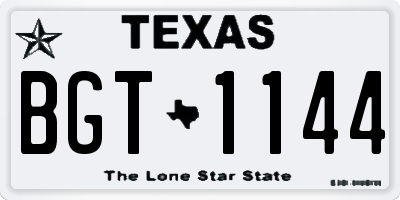 TX license plate BGT1144