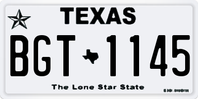 TX license plate BGT1145