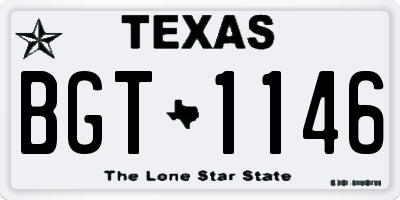 TX license plate BGT1146