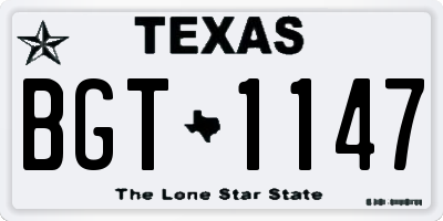 TX license plate BGT1147