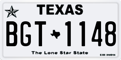 TX license plate BGT1148