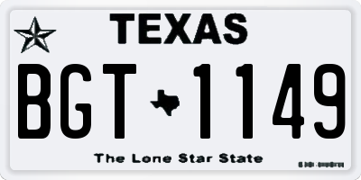 TX license plate BGT1149