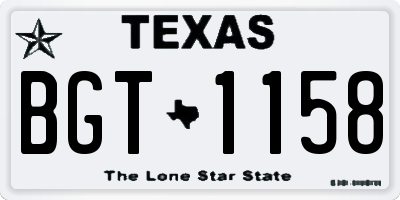 TX license plate BGT1158
