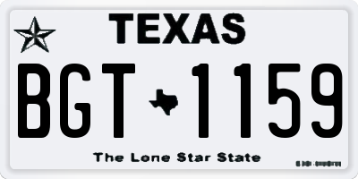 TX license plate BGT1159