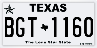 TX license plate BGT1160