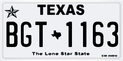 TX license plate BGT1163