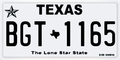 TX license plate BGT1165
