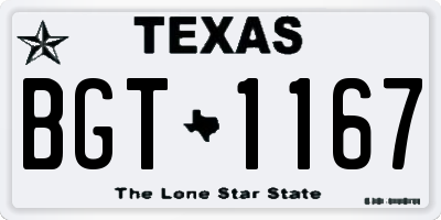 TX license plate BGT1167