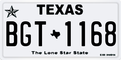 TX license plate BGT1168