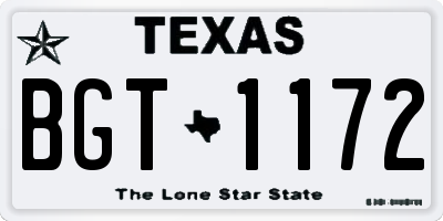 TX license plate BGT1172